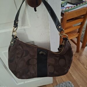 Coach Dark Brown and Black Shoulder Bag